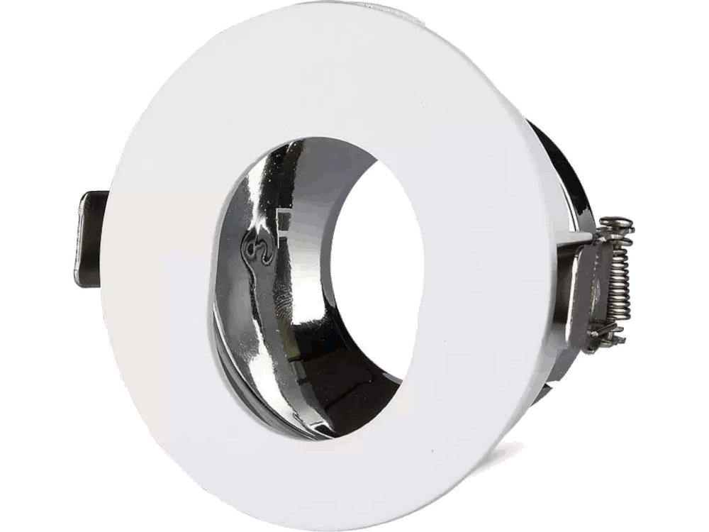 Portafaretto LED da Incasso GU10 Rotondo Orientabile con Foro Ovale Colore Bianco con Interno Cromato