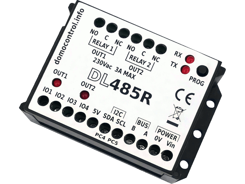 DL485R - Expander with DANBUS firmware. 4 IO + I2C + 2 Relay Outputs