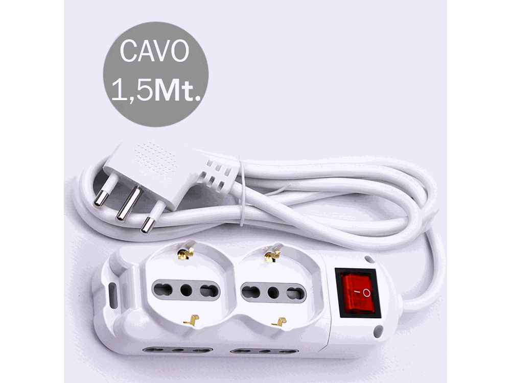1.5M MULTIPLE SOCKET WITH SWITCH (POLYBAG+CARD) 2X2 PIN
