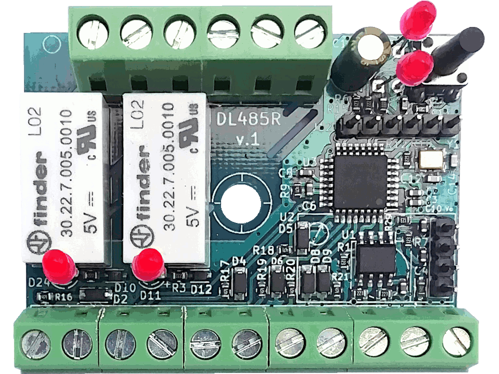 DL485R1 - Scheda Darduino con ATMEGA328PB, RS485, 4xIO, I2C, 2 rele. Ideale per progetti custom - Senza contenitore