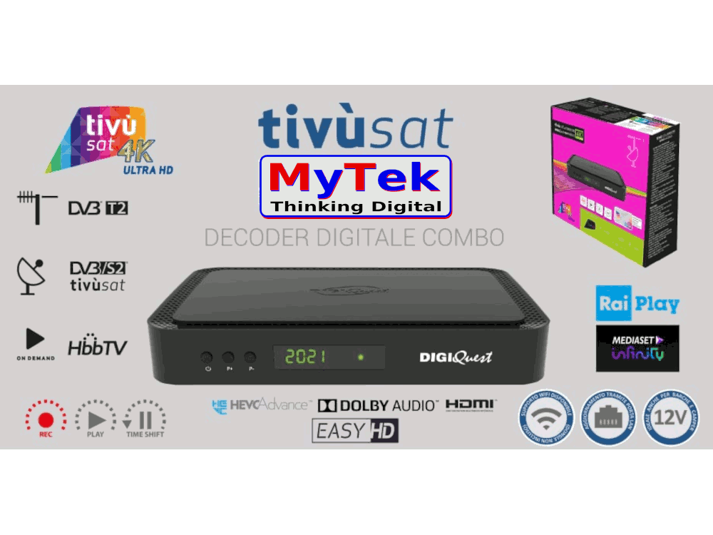 Q60 Decoder Combinato TV e SAT PVR On Demand certificato Tivùsat 4K - Completo di tessera 4K