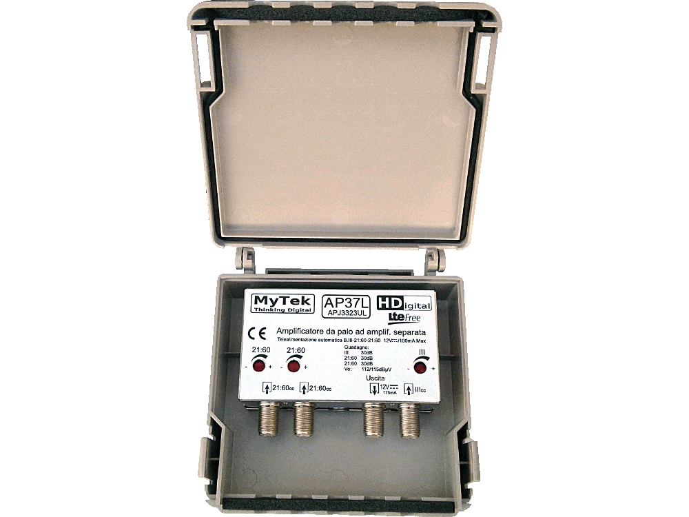 Amplificatore da palo 3 ing III  -  21:48  -  21:48 32dB 3R 112/115dBuV con filtro LTE