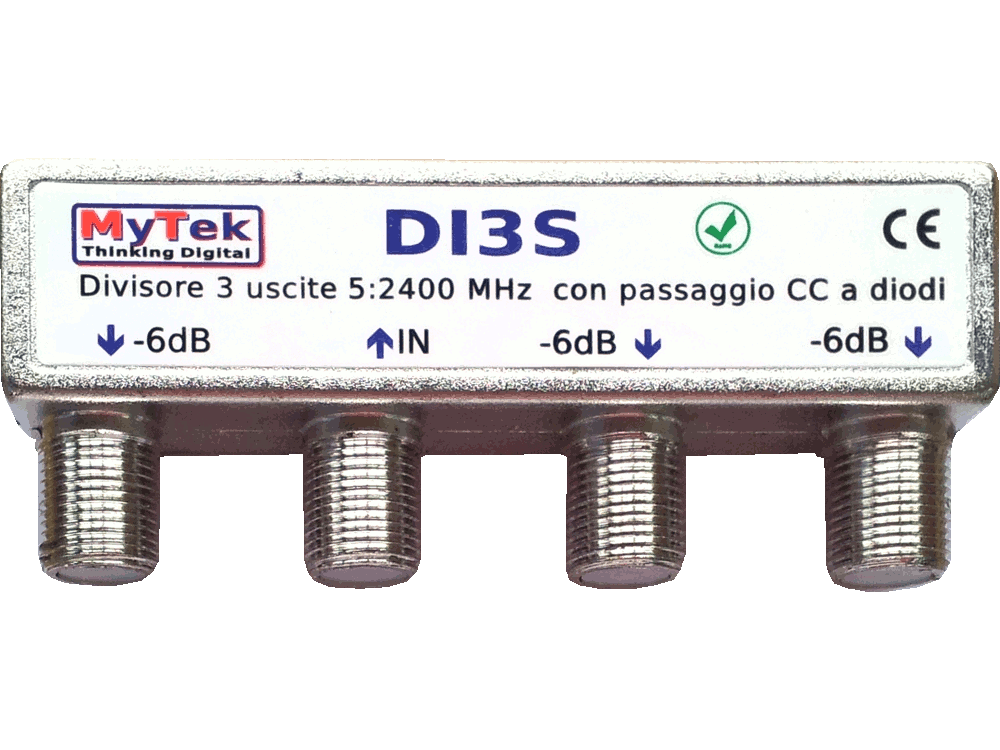 Divisore 3 uscite 5:2400MHz -6dB small - Passaggio CC direzionale con diodi su tutte le uscite