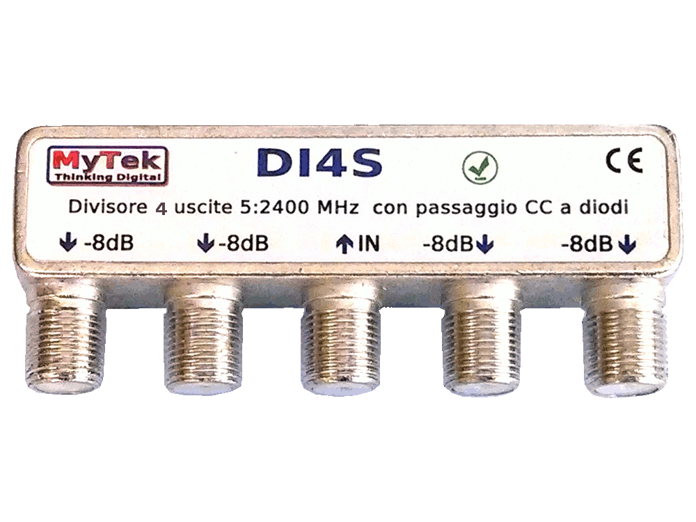 Divisore 4 uscite 5:2400MHz -8dB small - Passaggio CC direzionale con diodi su tutte le uscite