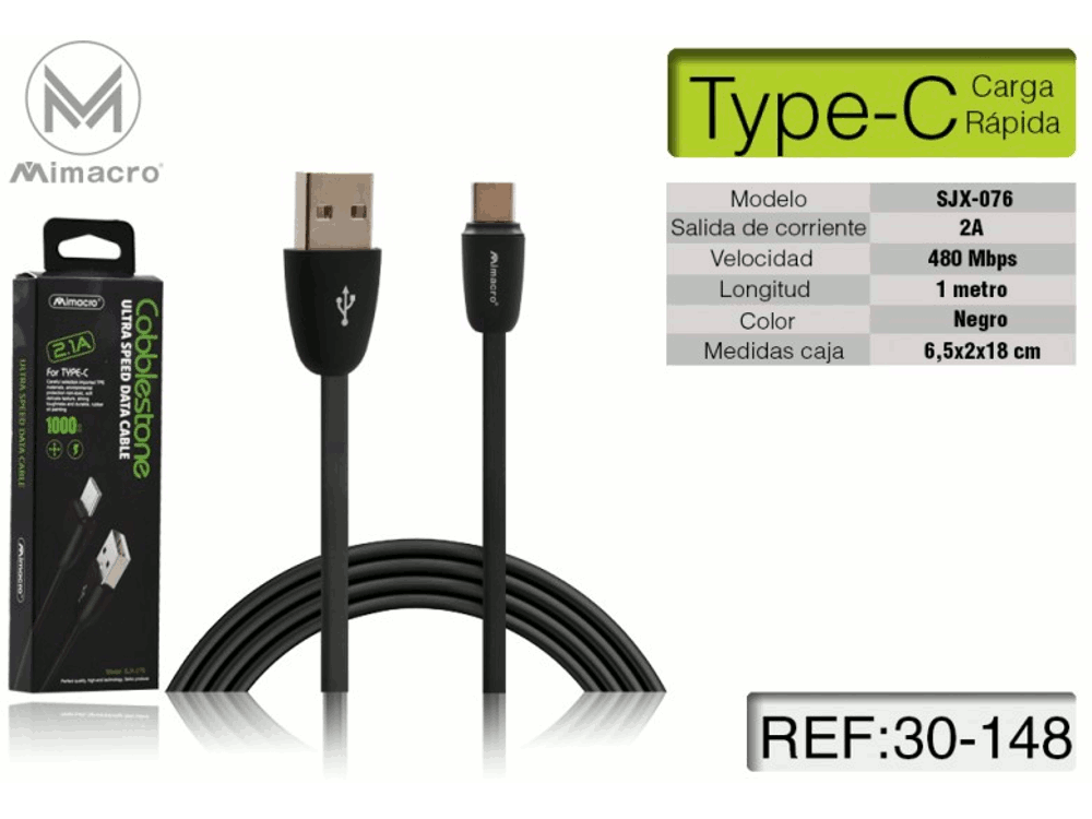 Cavo alimentazione USB Type C - Alta corrente - Lunghezza 1 metro - Nero