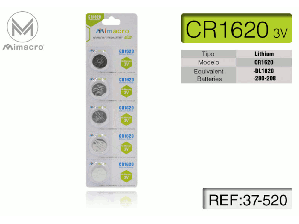 Blister batterie LITIO CR1620 3V 5Pz/blister