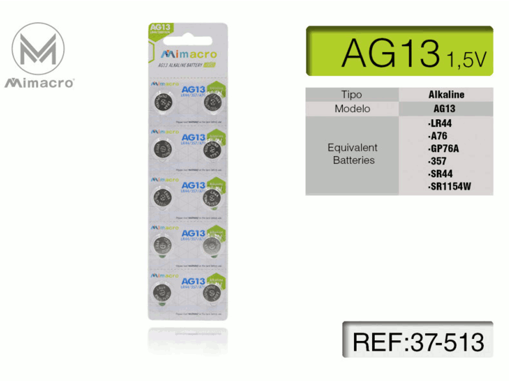 Blister batterie Alcaline AG13 1,5V 10Pz/blister - LR44 / 357 / A76