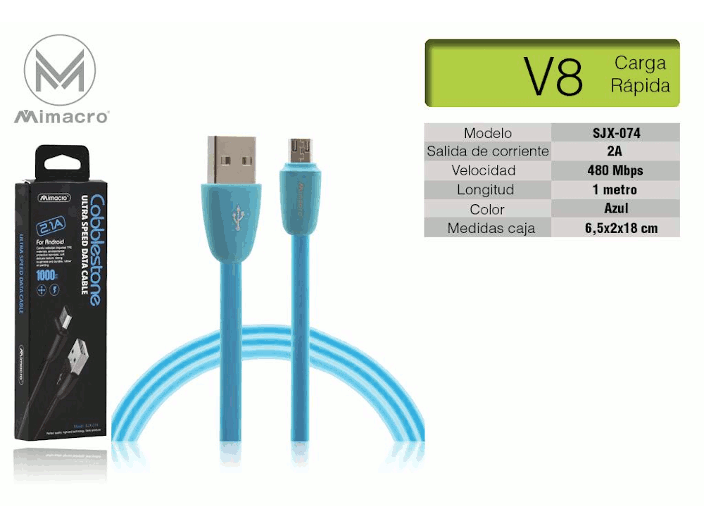Cavo alimentazione USB per IOS - Alta corrente - Lunghezza 1 metro - Blu