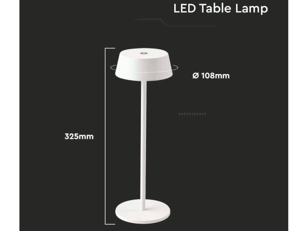 Led 2W Table Lamp 3000K White Body Ip54 - LUMEN: 200 - LUMEN: 200